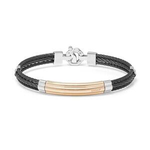 BARAKA Men's BR312851ROAC220002 Rose Gold Black PVD White Diamond Bracelet